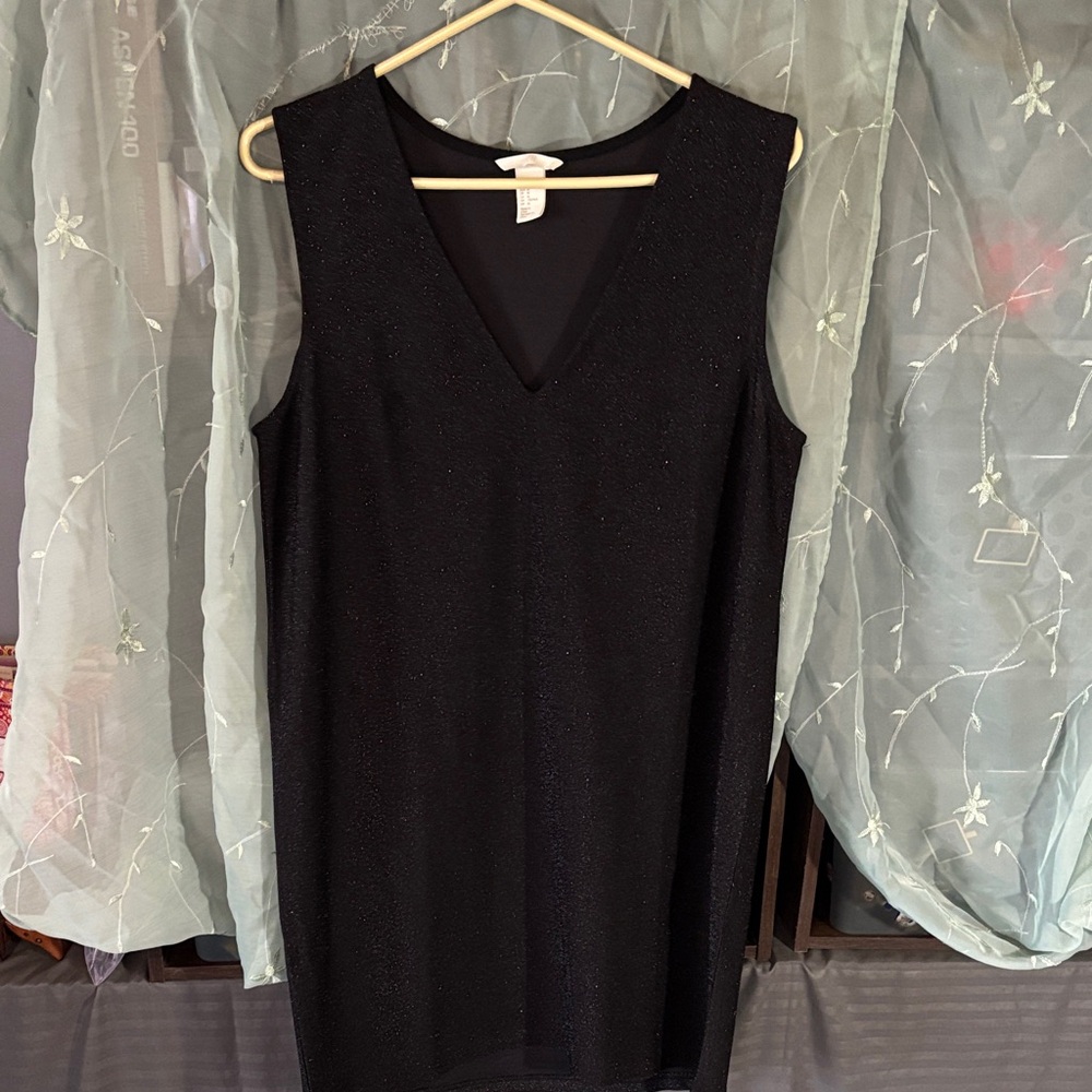 H&M Black V-Neck Sparkly Mini Dress